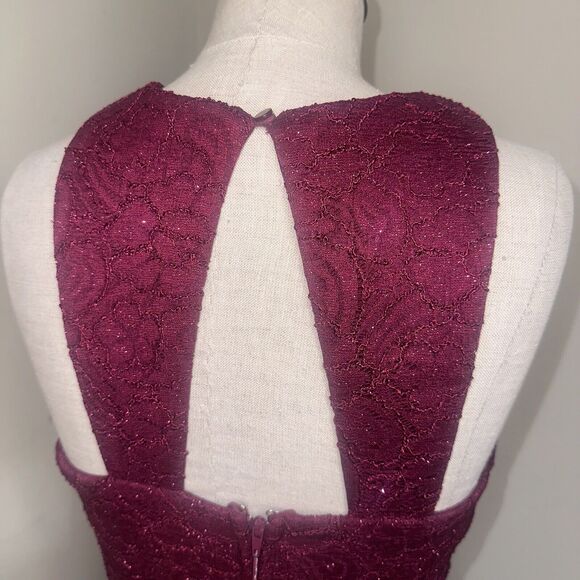 Speechless Prom Hi-Low Open Back A-Line Lace Sparkle Dress Burgundy Sz 9 EUC - Picture 12 of 16